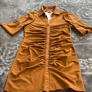 Elegant Rust Button-Down Dress